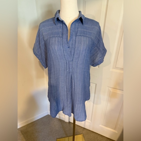 Xhilaration Tops - Chic Blue Pleated Blouse – Size Medium (NWOT)